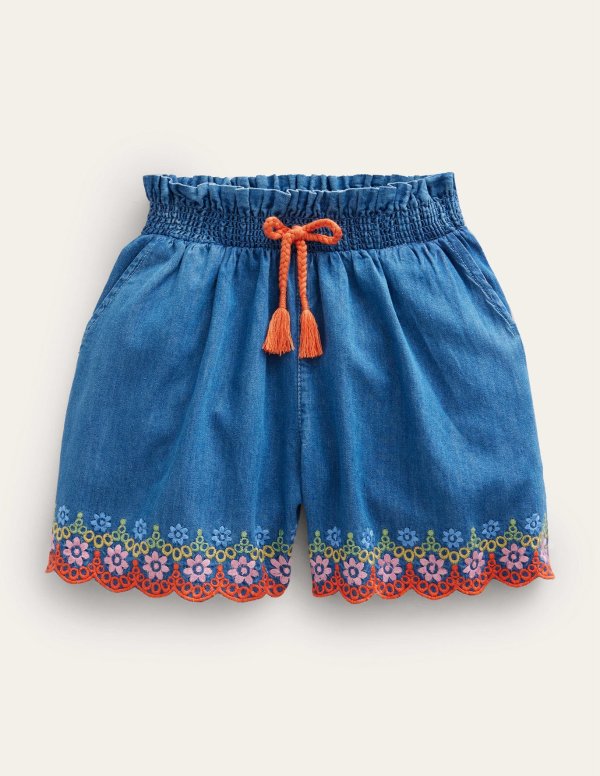 Embroidered Culotte - Embroidered Denim | Boden US