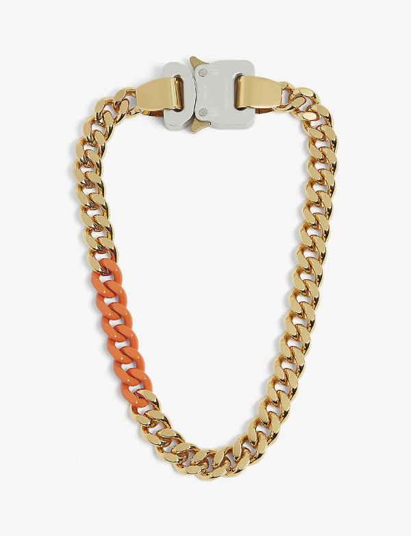 Contrast-link metal chain necklace