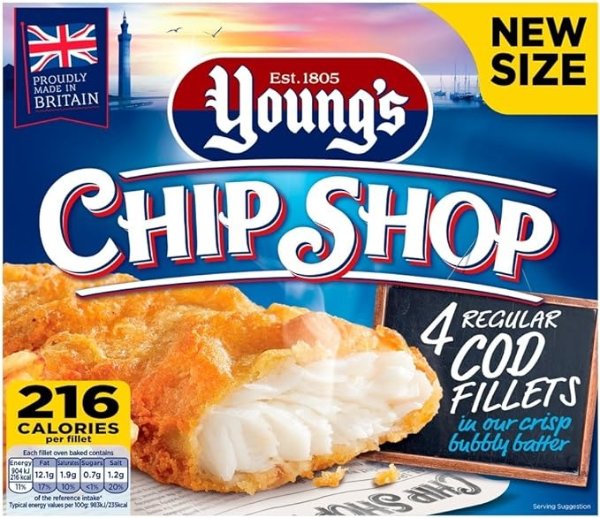 Young's Chip Shop 鳕鱼片，4 x 100g