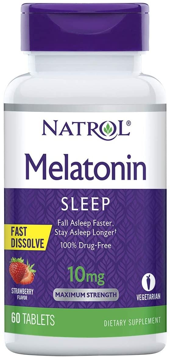Melatonin Fast Dissolve Tablets, Helps You Fall Asleep Faster, Stay Asleep Longer, Easy to Take, Dissolve in Mouth, Strengthen Immune System, Maximum Strength, Strawberry Flavor, 10mg, 60 Count