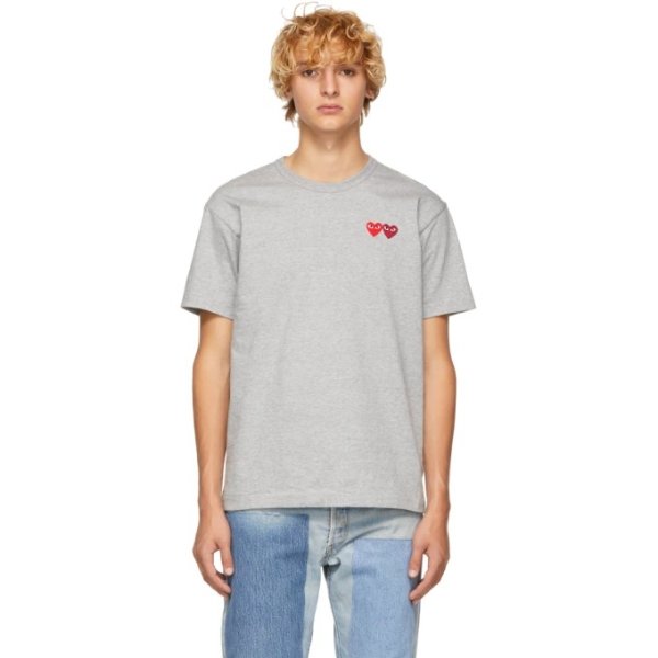 - Grey Double Heart T-Shirt