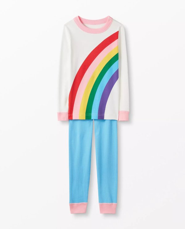 Rainbow Long John Pajamas In Organic Cotton
