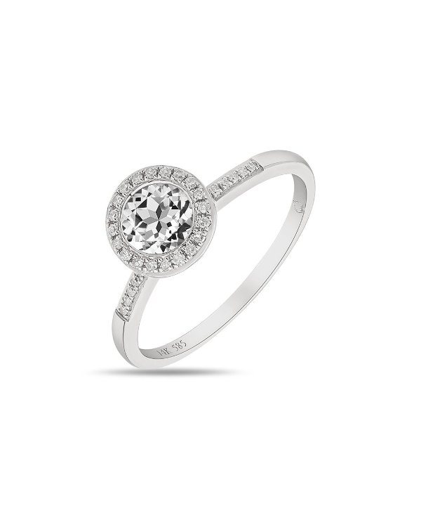 Fine Jewelry 14K 1.08 ct. tw. Diamond & Topaz Half-Eternity Ring / Gilt