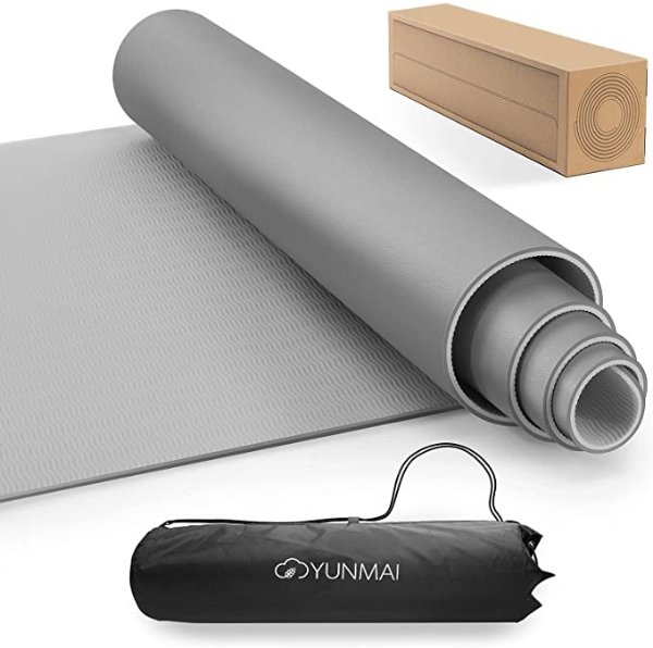 TPE Yoga Mat Premium with Carrying Bag Double-Sided Odorless Non-Slip 6mm Pilates Mats High Grip 72” X 24” Exercise Mat ECO Friendly Training Mats Gym Home Outside