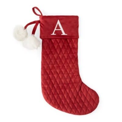 Red Quilted Monogram Monogrammable Christmas Stocking