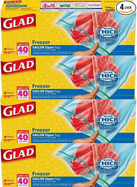 Trash & Food Storage Zipper Food Storage Freezer Bags - Gallon Size - 40 Count Each (Pack of 4) (Package May Vary) (5124985)