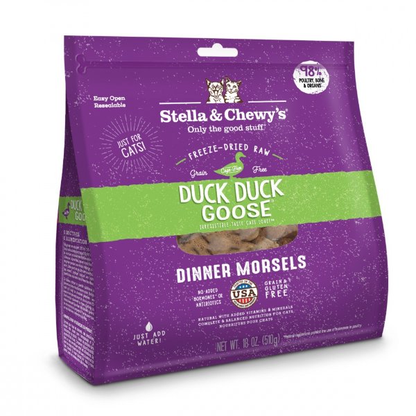Stella & Chewy's Duck Duck Goose Grain Free Dinner Morsels Freeze Dried Raw Cat Food | Petflow