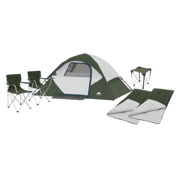 Ozark 4人露营帐篷6件套促销 附带两个椅子、睡袋以及小桌子