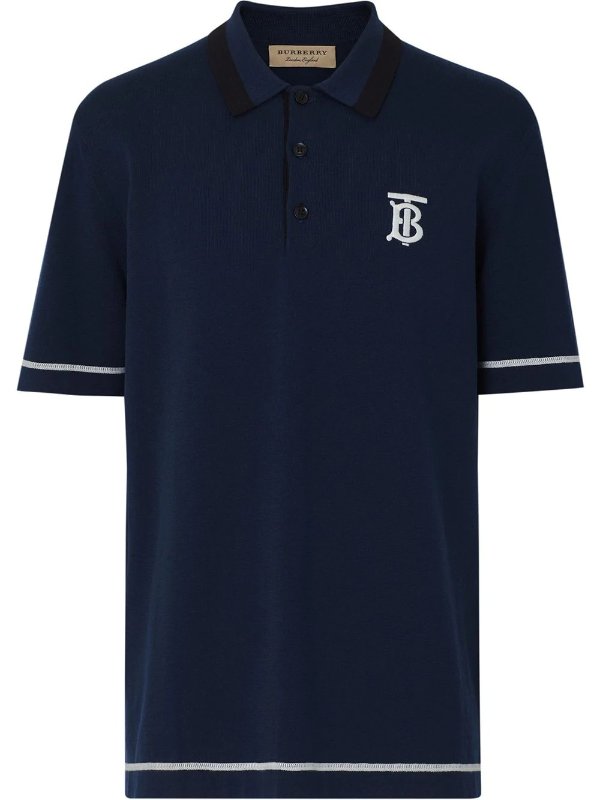 Monogram Motif Tipped Cotton Jersey Polo Shirt