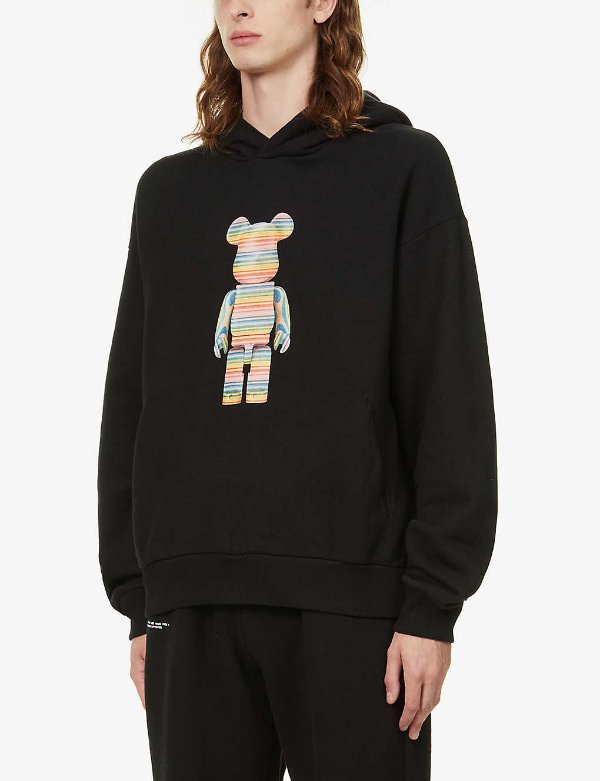 x Haroshi BE@RBRICK graphic-print organic and recycled cotton-blend hoody