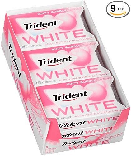 White Sugar Free Gum (Minty Bubble, 16-Piece, 9-Pack)
