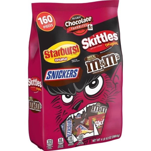 Chocolate Favorites & More Starburst Snickers Skittles and M&M's Halloween Variety Bag - 73oz / 160ct