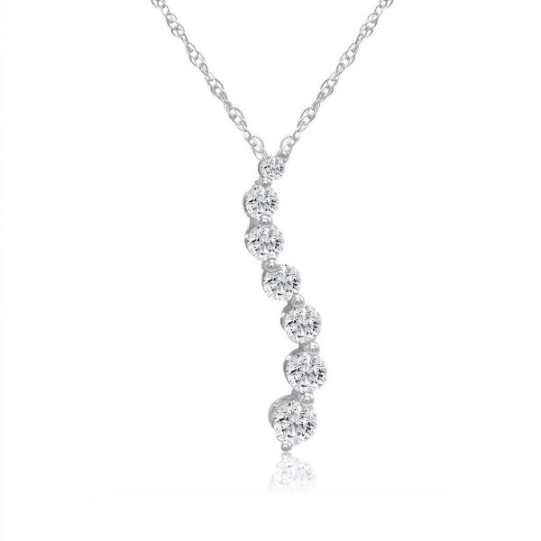 AGS Certified (H-I Color) REAL Diamond Pendant Neclace in 10K White Gold