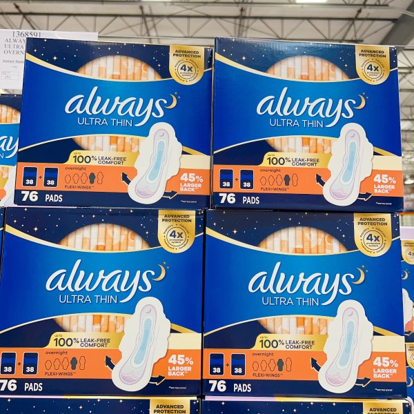 Costco always Ultra Thin Advanced Overnight Pads, 76-count 15.49