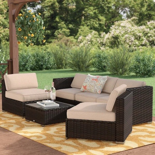 Soria Outdoor 6 Piece Rattan Sectional Seating Group with CushionsSoria Outdoor 6 Piece Rattan Sectional Seating Group with CushionsRatings & ReviewsCustomer PhotosQuestions & AnswersShipping & ReturnsMore to Explore