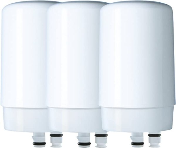Tap Water Filter, Water Filtration System Replacement Filters For Faucets, Reduces 99% of Lead, BPA Free, White, 3 Count