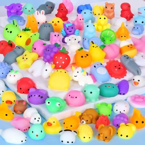 80PCS Mochi Squishy Toys Kids Party Favors Kawaii Mini Squishies Animals Fruit Stress Relief