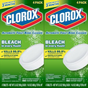 Clorox Automatic Toilet Bowl Cleaner Tablets with Bleach - 4 Count (Pack of 2)