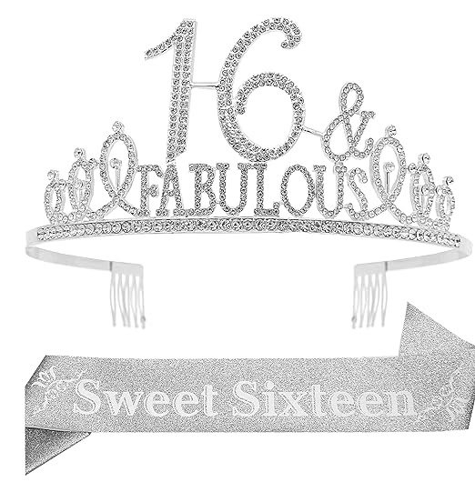MeantToBe Birthday Crown and Sash Set - Add Glamour to Your Celebration with our Stunning Crystal Tiara and Satin Sash - Perfect for Women's Milestone Birthdays - Rose Gold - Elegant and Durable