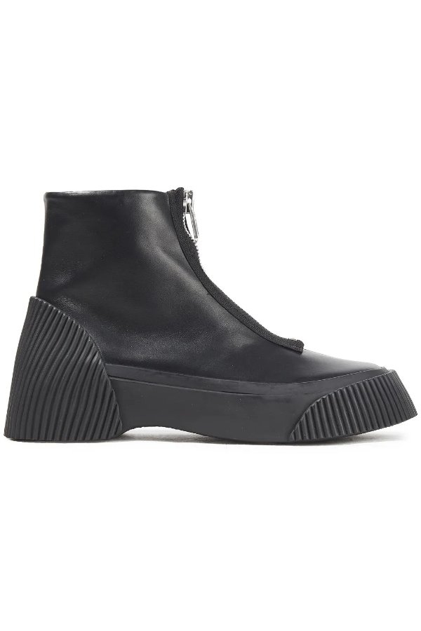 Lela zip-detailed leather ankle boots