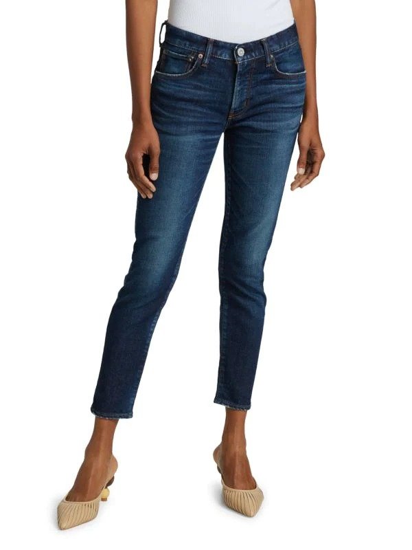 Cicero Stretch Contrast Leather Skinny Ankle Jeans