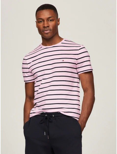 men's slim fit premium stretch stripe t-shirt