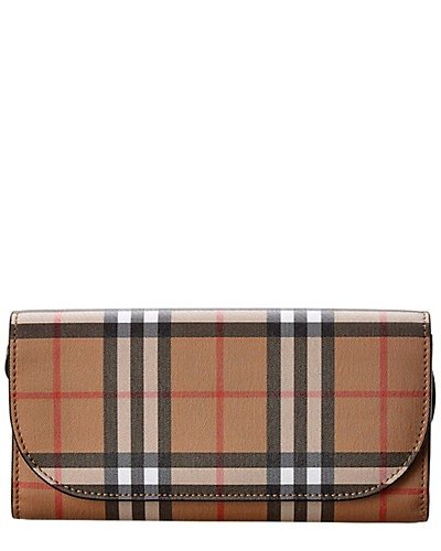 Vintage Check Leather Wallet on Strap