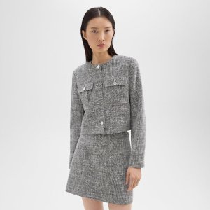 TheoryCropped Military Jacket in Cotton Tweed