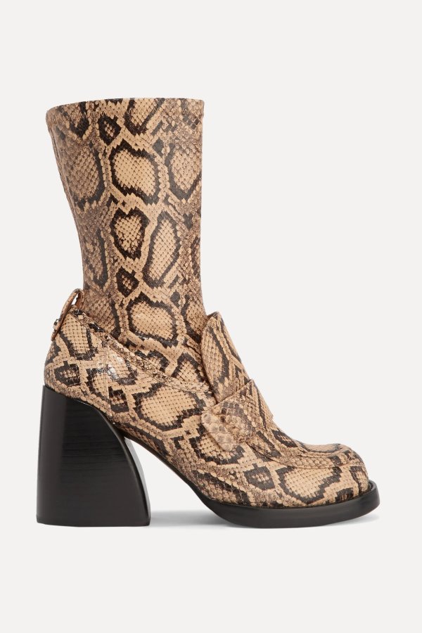 Adelie python-effect leather ankle boots