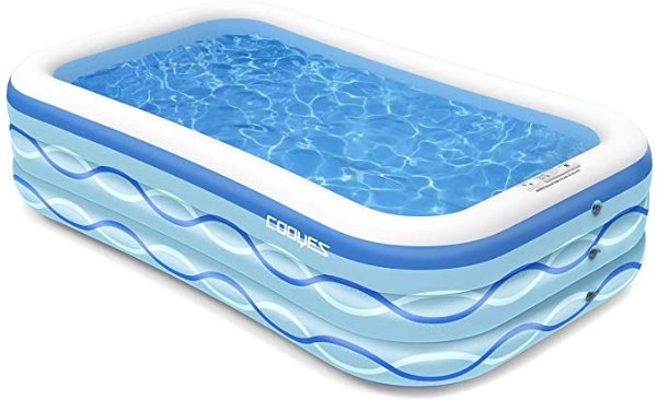 COOYES Inflatable Pool, Swimming Pool for Kids 118" X 72" X 20" Full-Sized Inflatable Kiddie Pool for Outdoor, Garden, Summer Water Party
