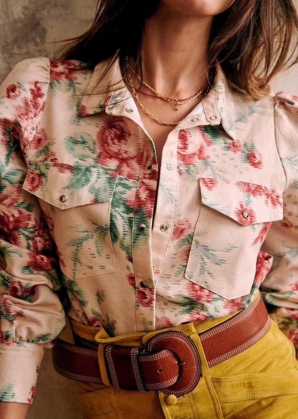 Claudia Shirt - Antique flowers - Linen - Sezane