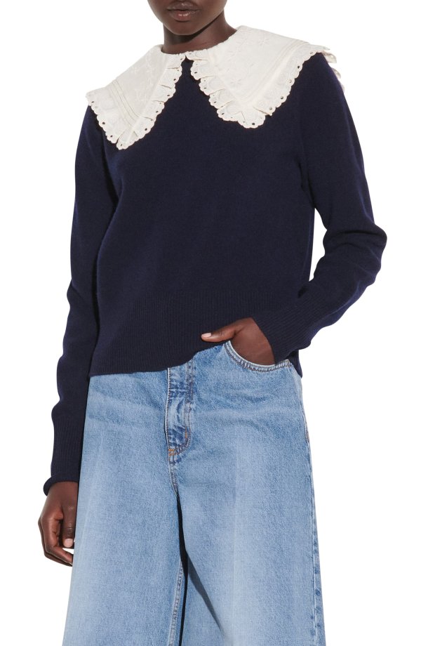 Embroidered Collar Sweater