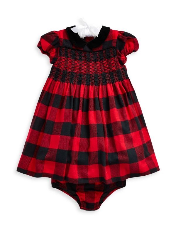 Baby Girl's 2-Piece Plaid Smocked Dress & Bloomers Set