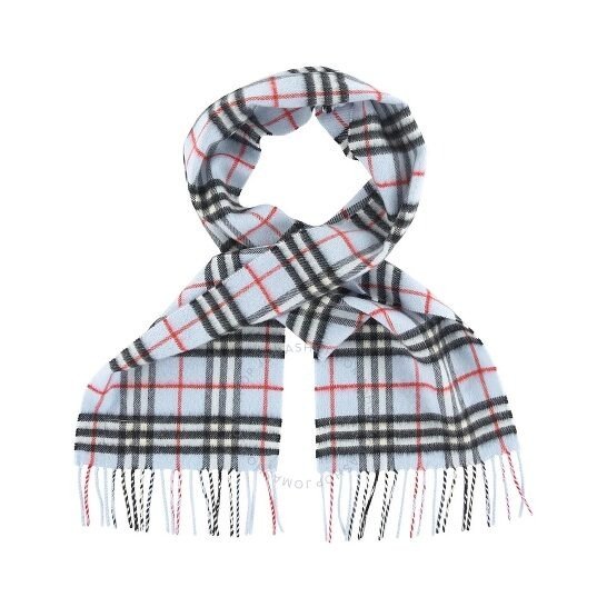 Kids The Mini Classic Vintage Check Cashmere Scarf In Pale Blue