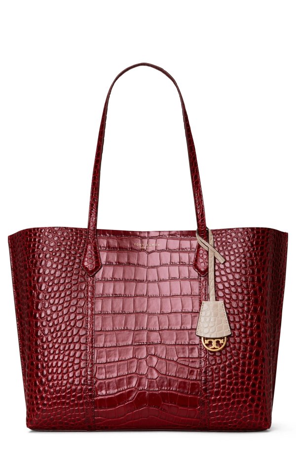 Perry Croc Embossed Leather Tote