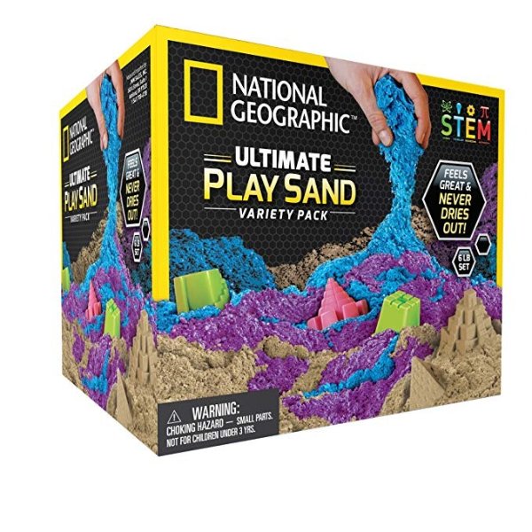 Play Sand Combo Pack - 2 LBS each of Blue, Purple and Natural Sand with Castle Molds - A Kinetic Sensory Activity