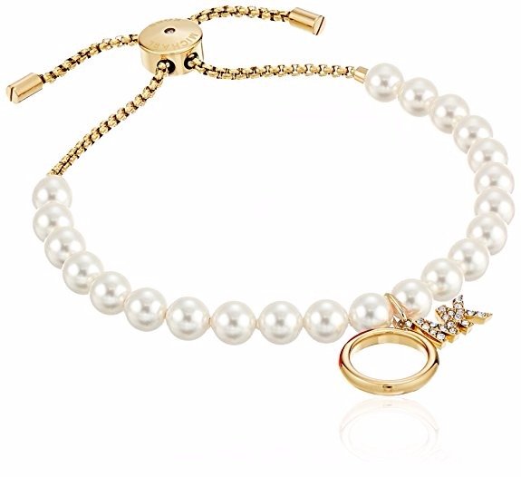Michael Kors Modern Classic Gold-Tone, Pearl and Crystal Slider Bracelet