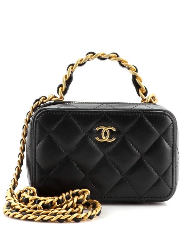 Gilt Chanel Black Quilted Lambskin Leather Mini CC Chain Vanity Case  (Authentic Pre-Owned) 6300.00