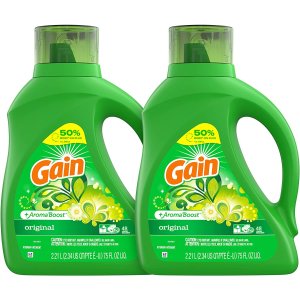 Gain Laundry Detergent Liquid Plus Aroma Boost, 75 oz, Pack of 2