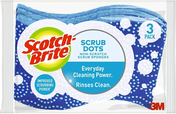 Scrub Dots Non-Scratch Scrub Sponge, 3 Scrub Sponges