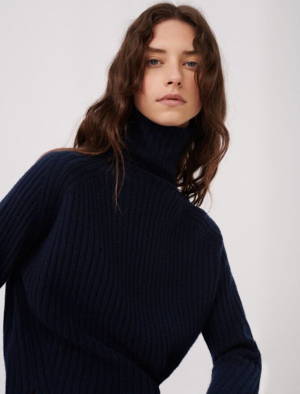 120MADINETTE High neck ribbed cashmere sweater