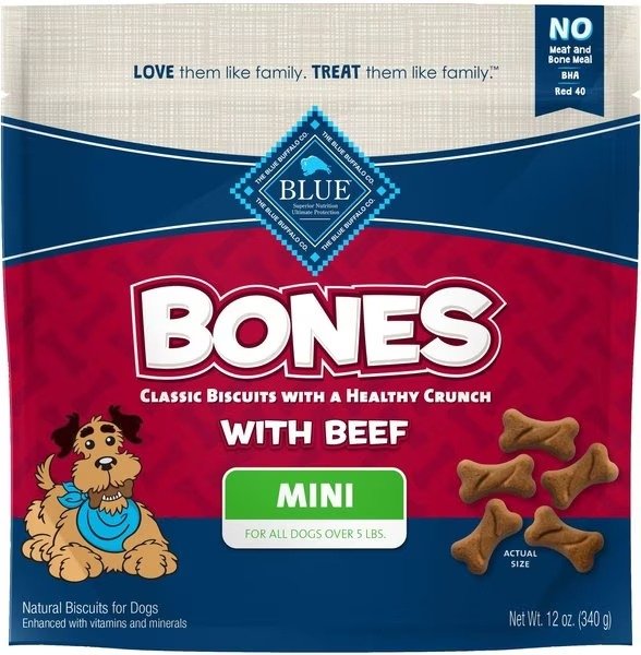 Blue Buffalo Bones Classic Biscuits Beef Mini Dog Treats, 12-oz bag