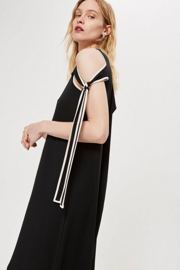 **Asymmetric Tie Sleeve Midi Dress by Boutique