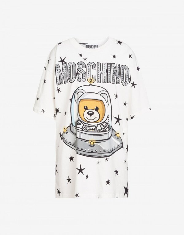 Oversize t-shirt in cotton with Ufo Teddy print - T-Shirts - Clothing - Women - Moschino