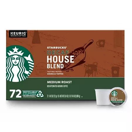 Starbucks Decaf Medium Roast K-Cups, House Blend (72 ct.) - Sam's Club