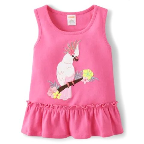 GymboreeGirls Sleeveless Embroidered Bird Peplum Tank Top - Tropical Paradise | Gymboree - FRENCH ROSE