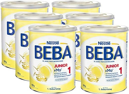 BEBA Junior 1 幼儿奶粉 适用于1岁以上幼儿, 6罐装(6 x 800g)