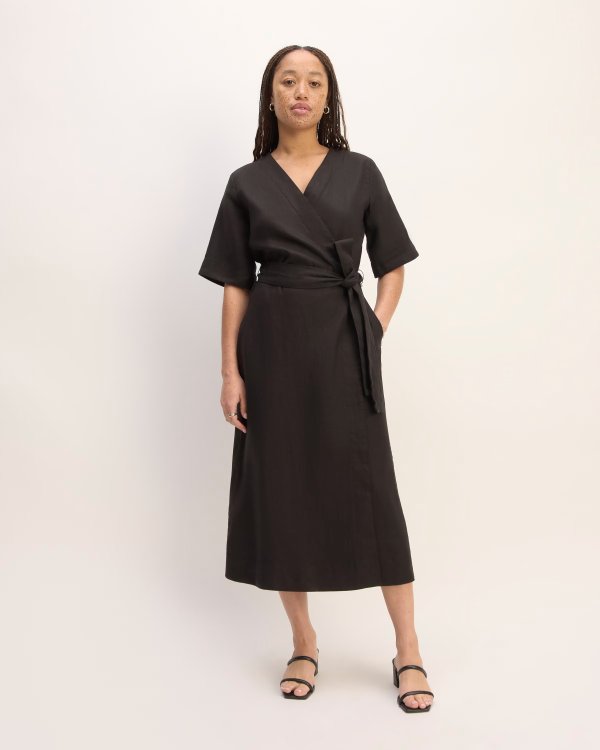 The Linen Short-Sleeve Wrap Dress