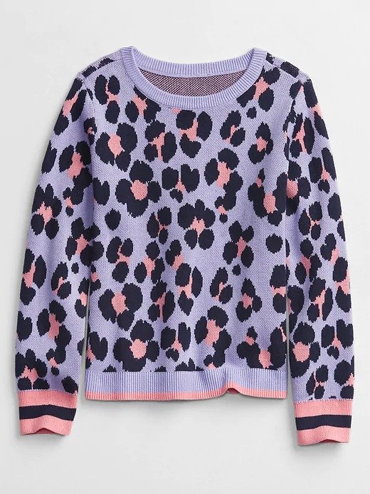 Kids Leopard Print Crewneck Sweater