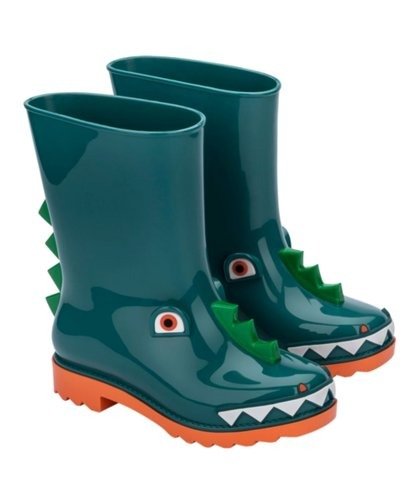 | Orange & Green Dino Fabula Mini Rain Boot - Kids